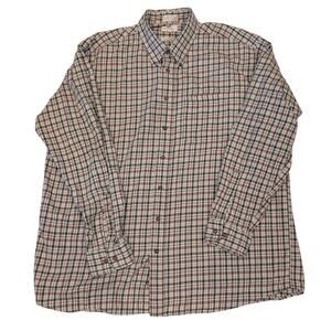Mens Viyella Cotton Wool Long Sleeve Plaid Button Down Shirt Brown Canada Sz XXL
